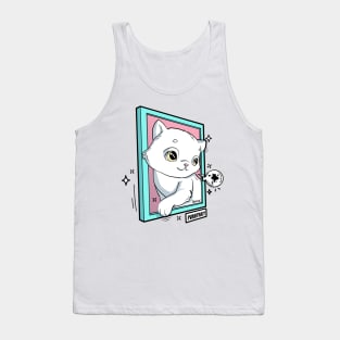 Cute kitten purrtrait portrait cat pun Tank Top